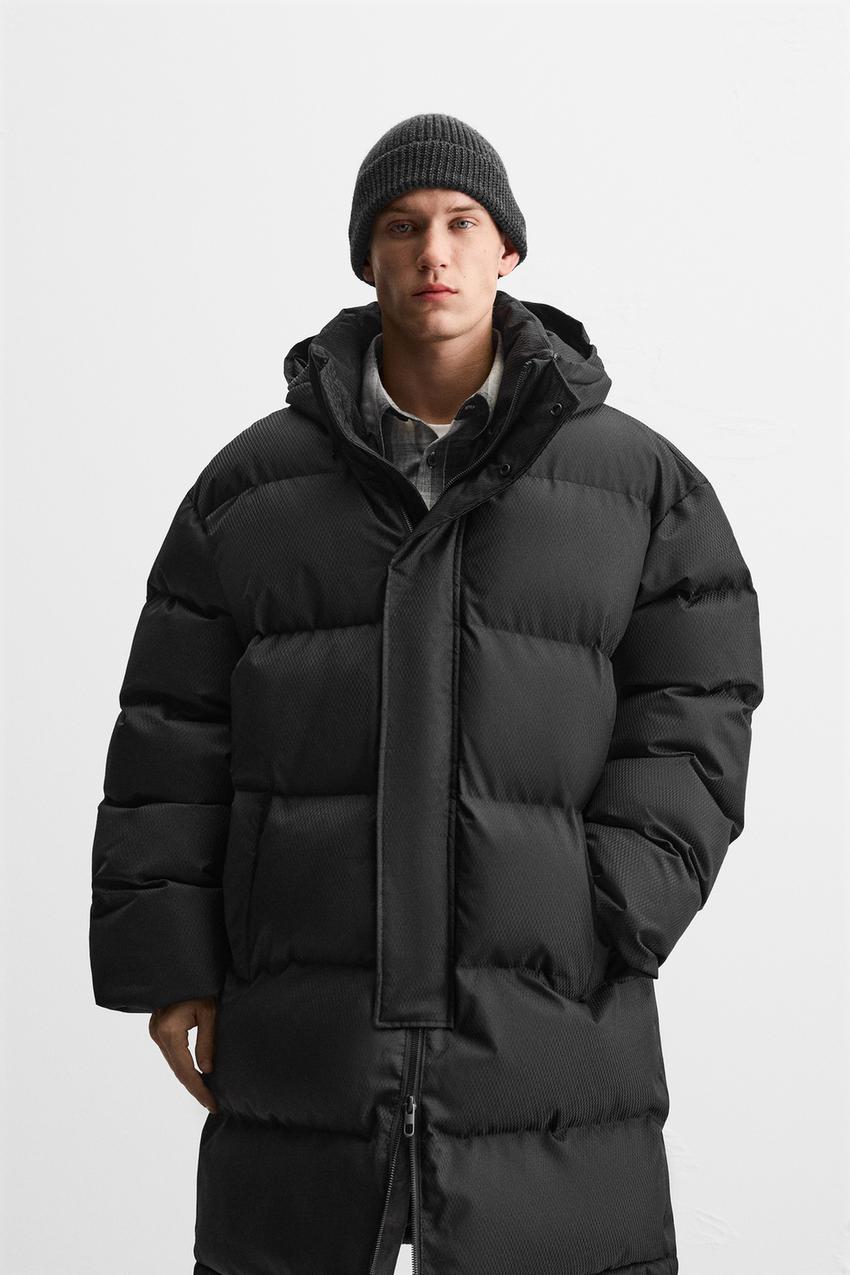 Capucha Zara Parka Larga Acolchada Parka Acolchada Zara Hombre
