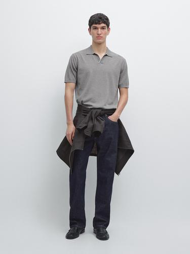 Zara Short sleeve cotton and linen blend knit polo shirt - 210