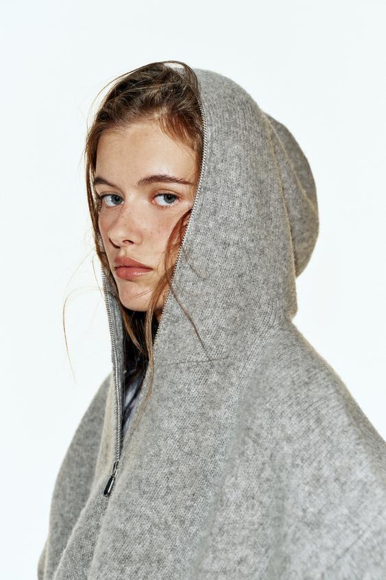 SWEAT AVEC LAINE ET CAPUCHE - Gris de Zara - Image 3