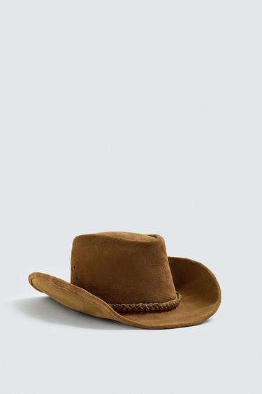 SUEDE LEATHER HAT - Tobacco by Zara