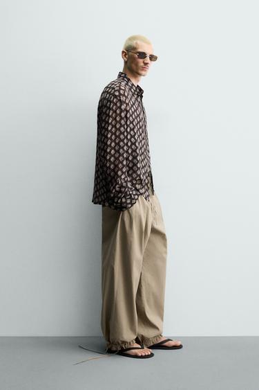 BALLOON FIT PLEATED TROUSERS - camel by Zara - Image 3