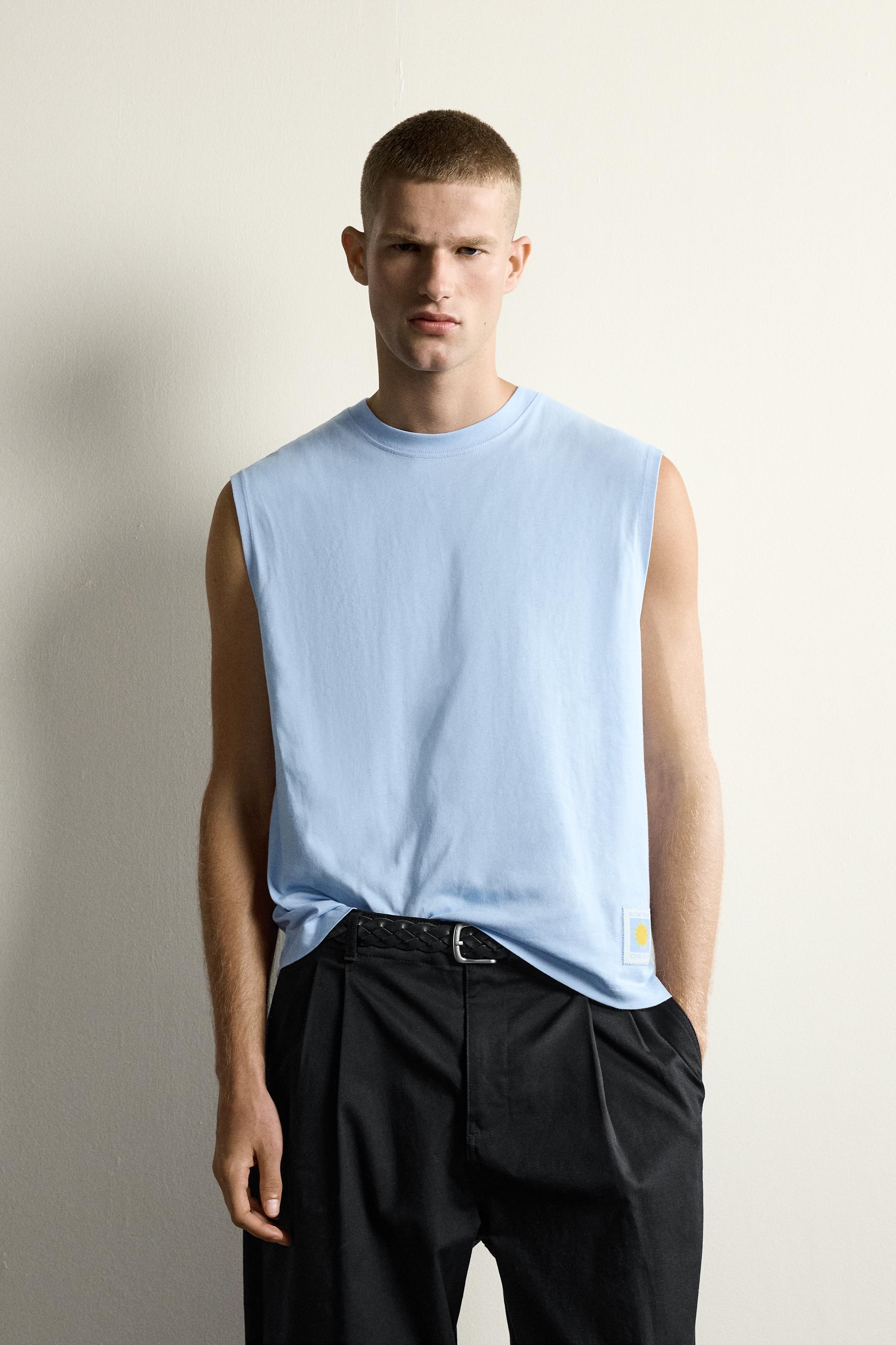 SUN GRAPHIC TANK TOP - Sky blue | ZARA United States