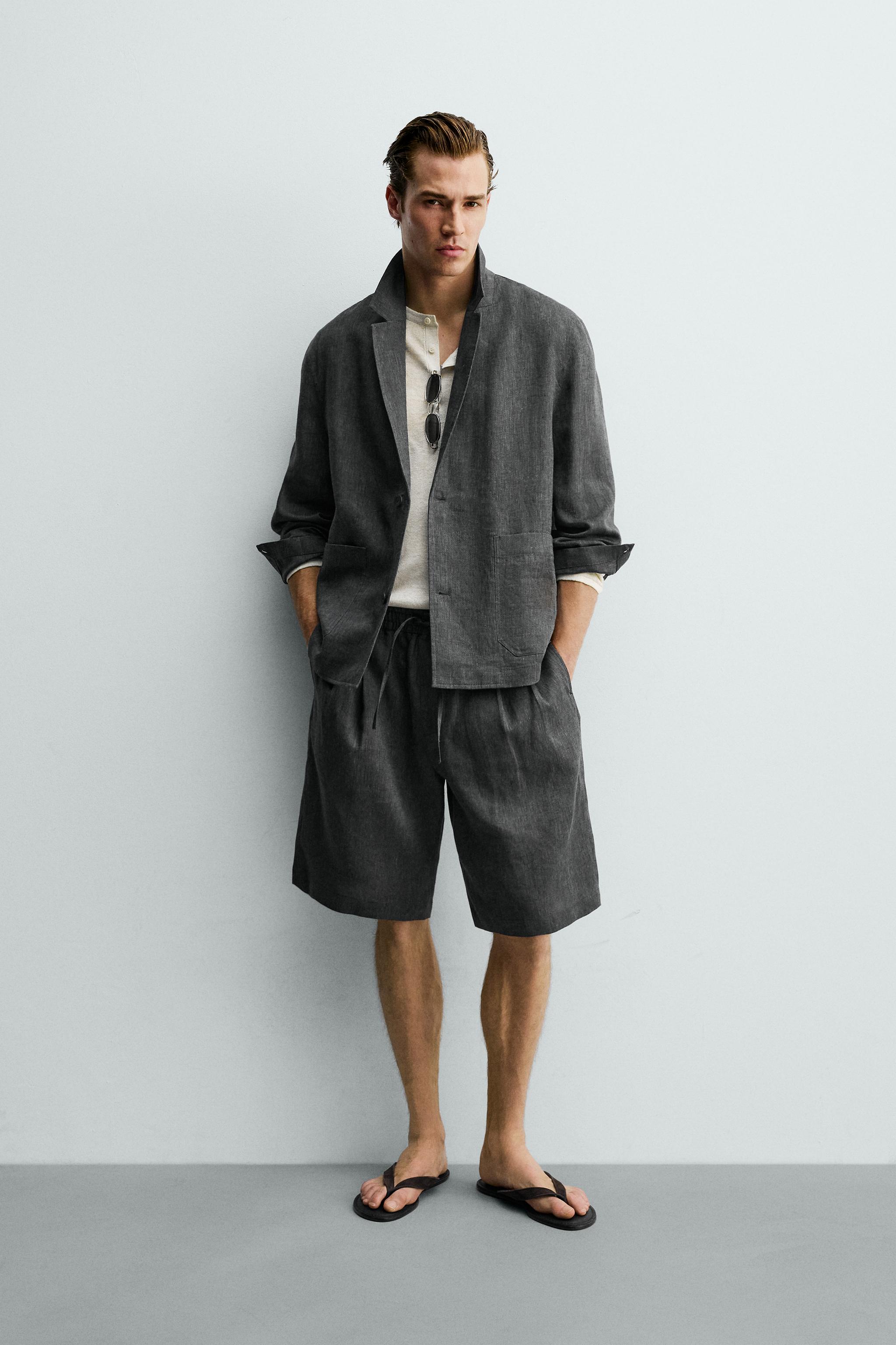リネンシャツジャケット - ダーク グレー | ZARA Japan / 日本