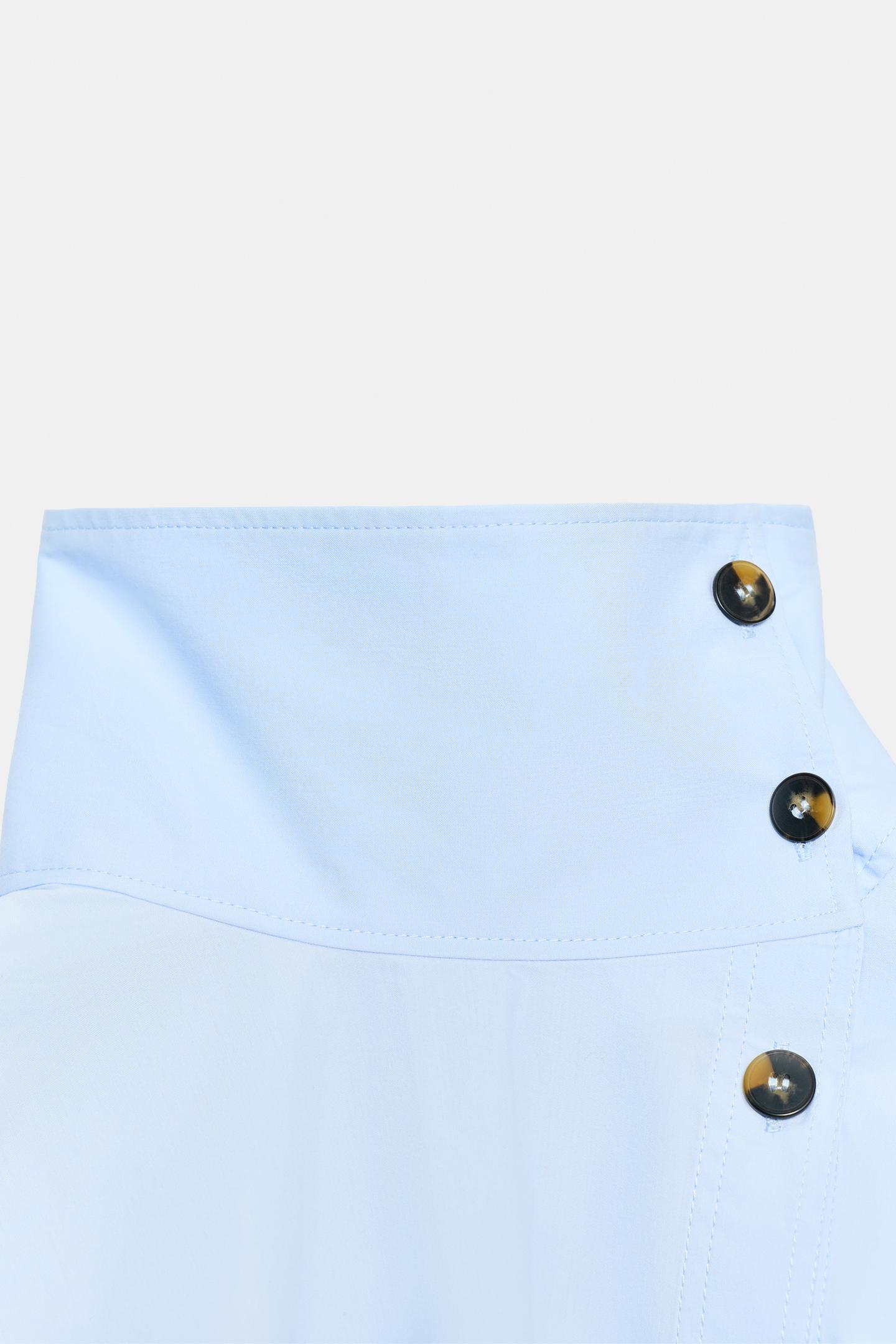 Женская рубашка Zara High-Neck Poplin, цвет: Светлый синий — фото 10