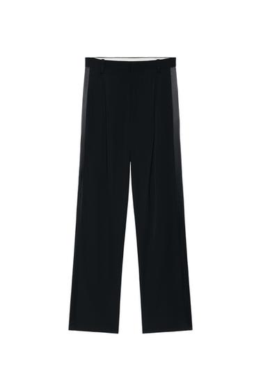PANTALÓN TRAJE SMOKING 100% LANA - Negro de Zara