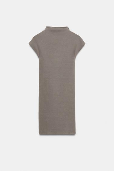 ショートハイネックワンピースブラウン/モールZaraのショートハイネックワンピース - ブラウン/モール 