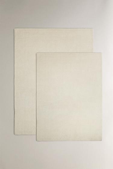 WOOL AND COTTON SOLID RUG - Light beige by Zara - Image 0