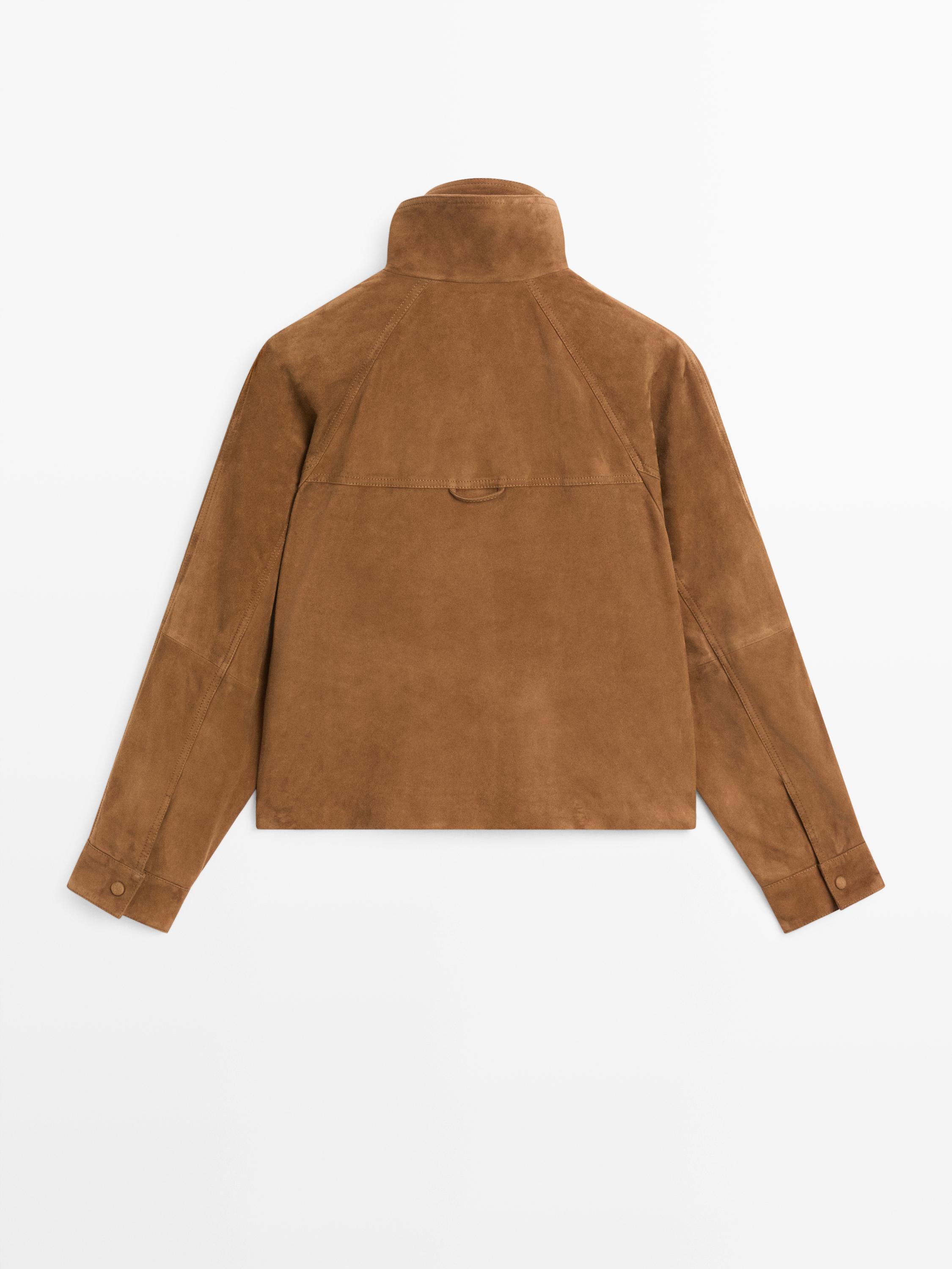 Suede leather jacket with buttons