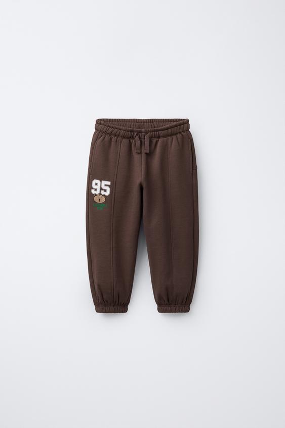 PANTALÓN JOGGER NÚMERO ANIMAL BORDADO - Marrón de Zara - Imagen 0