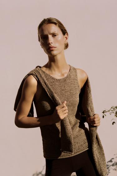 THICK KNIT TOP - Dark tan by Zara - Image 3