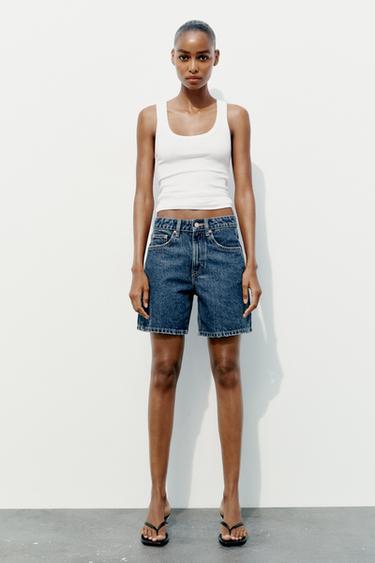 Zara TRF MID-RISE DENIM SHORTS - Blue - Image 0