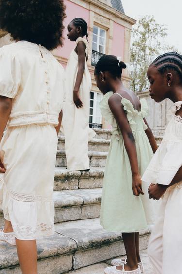 СПІДНИЦЯ МІДІ З ВИШИВКОЮ - Сіровато-бежевий колір Zara