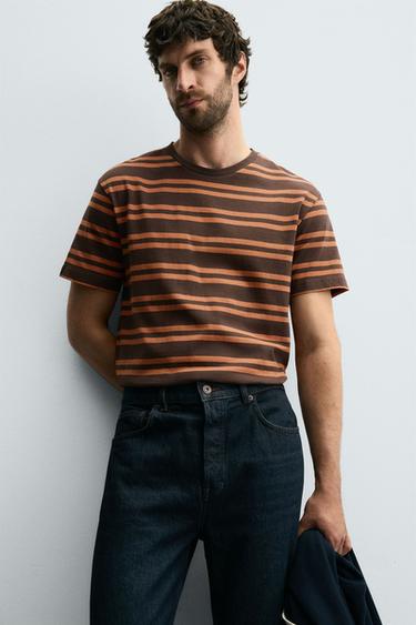 STRIPED JACQUARD T-SHIRT - Brown by Zara - Image 5