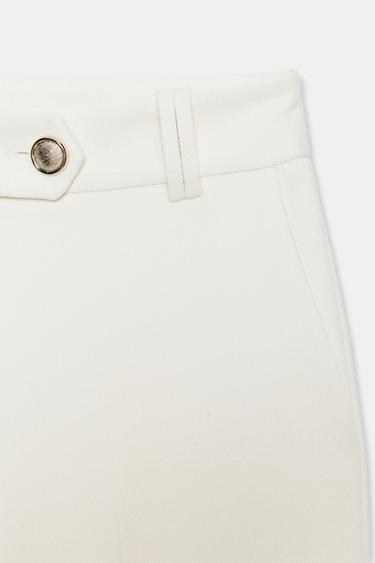 PANTALON DROIT TAILLE HAUTE - Écru de Zara - Image 9