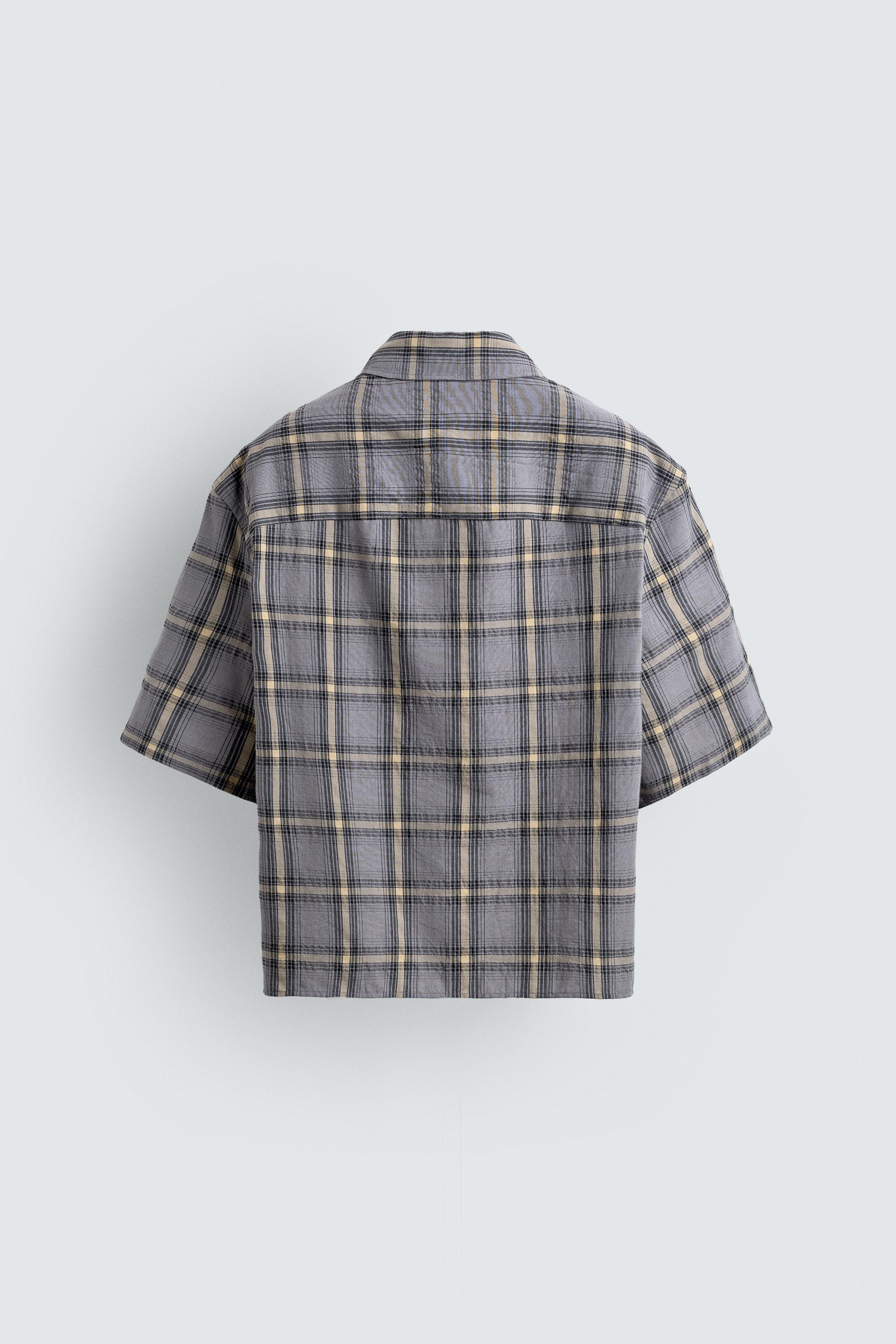 PLAID ZIP POLO SHIRT
