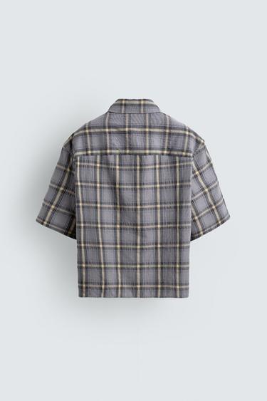 CHEMISE POLO ZIPPÉE À CARREAUX - Bleu / Lavande de Zara - Image 7