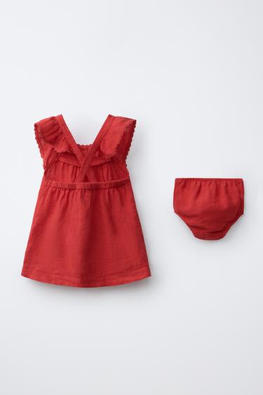 100% LINEN DRESS - Red by Zara - Image 1