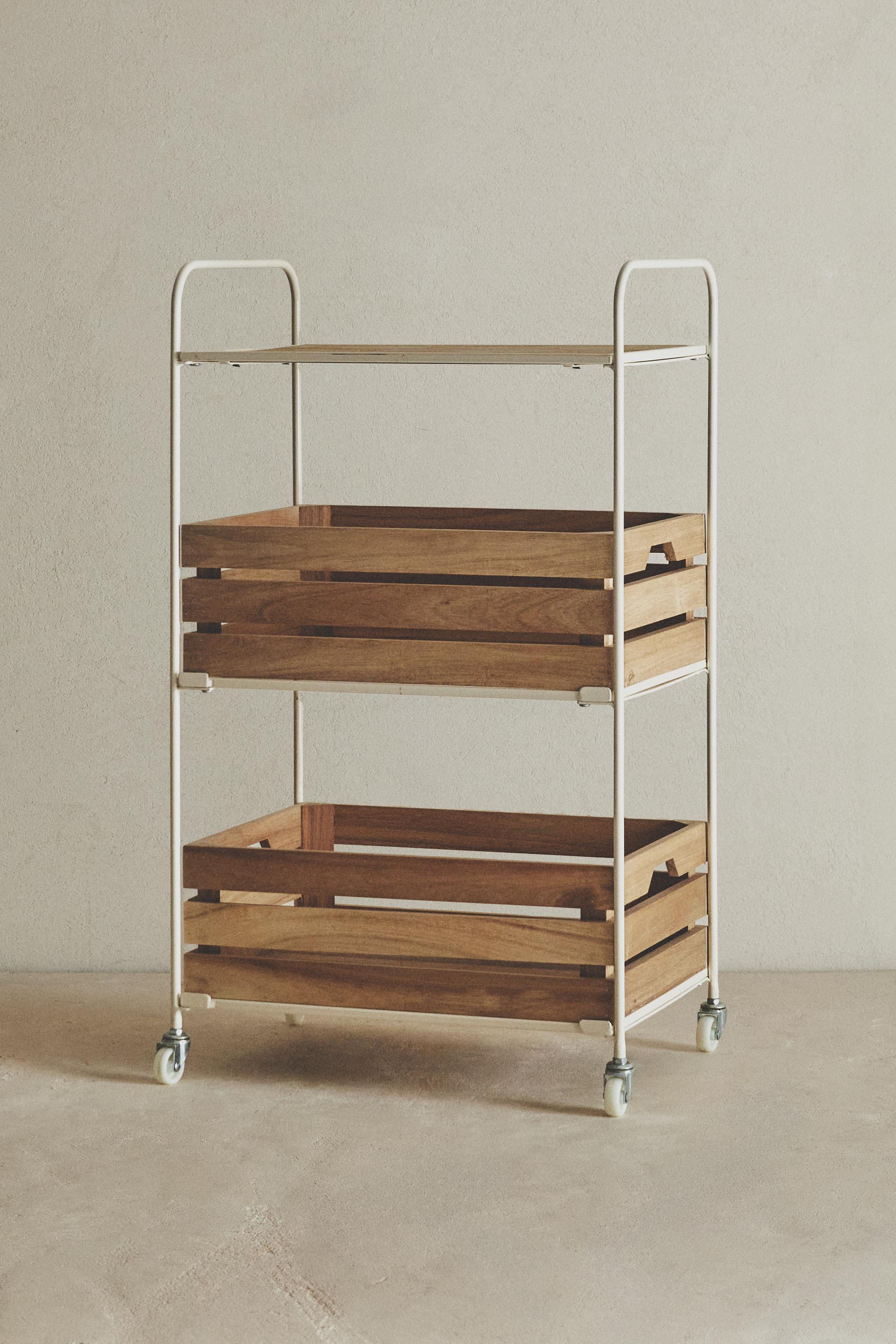 WOOD AND METAL STORAGE CART - Light beige | ZARA United States WOOD AND METAL STORAGE CART - Light beige | ZARA United States