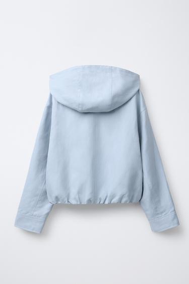 LINEN STUDDED JACKET - Sky blue by Zara - Image 1
