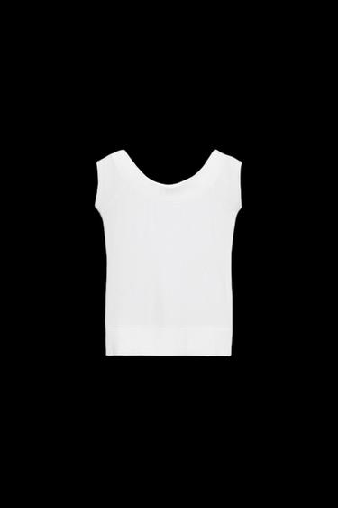 TOP CUELLO BARCO - Blanco de Zara