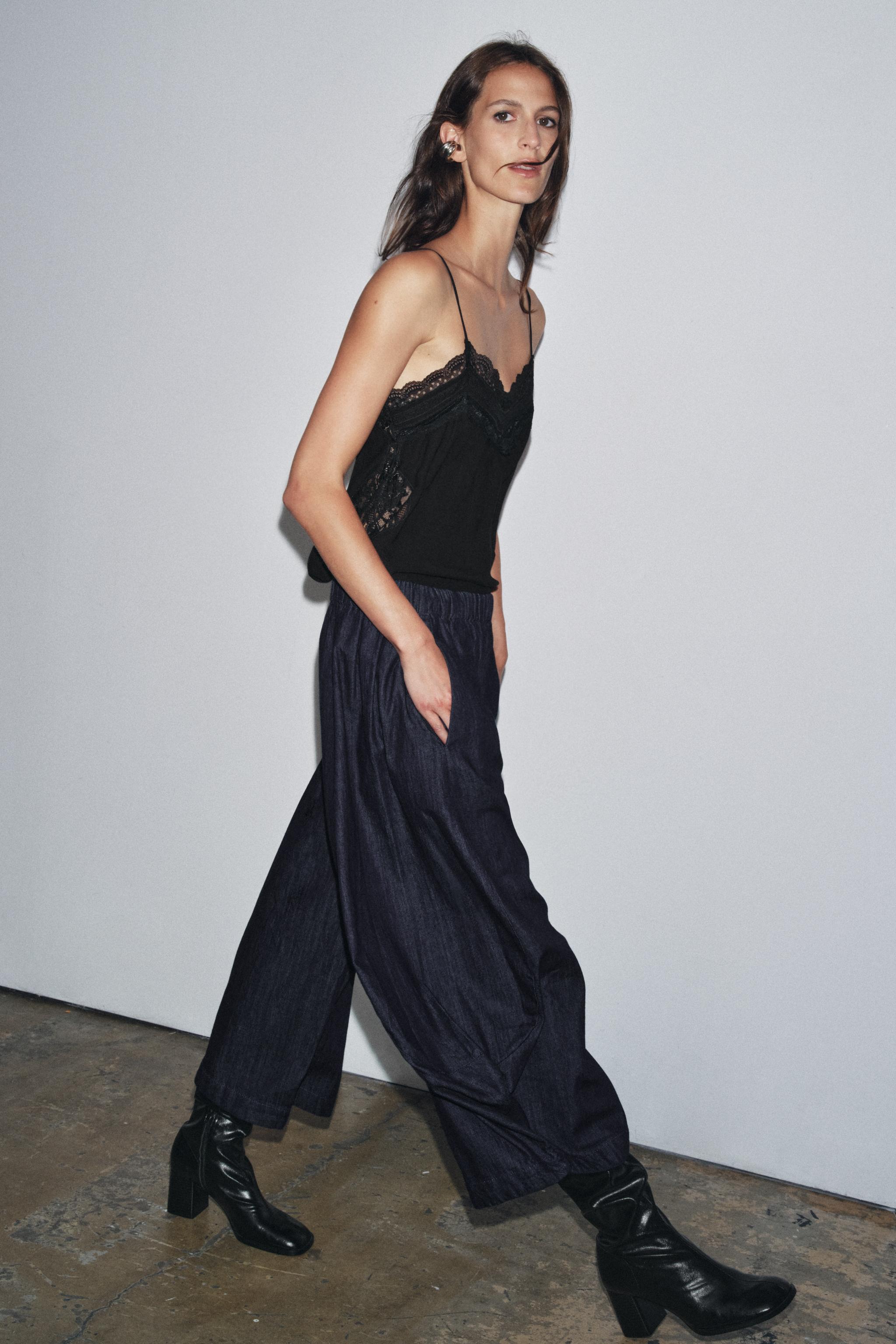 ちーページ ZW COLLECTION DENIM HALTER TOP - Blue | ZARA Canada