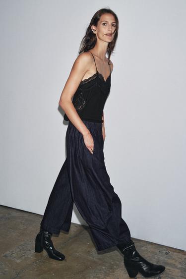 PANTALON DENIM VOLUME ZW COLLECTION - Bleu de Zara - Image 3