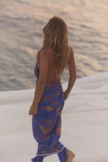 LONG PRINTED TULLE DRESS - Purple by Zara - Image 2