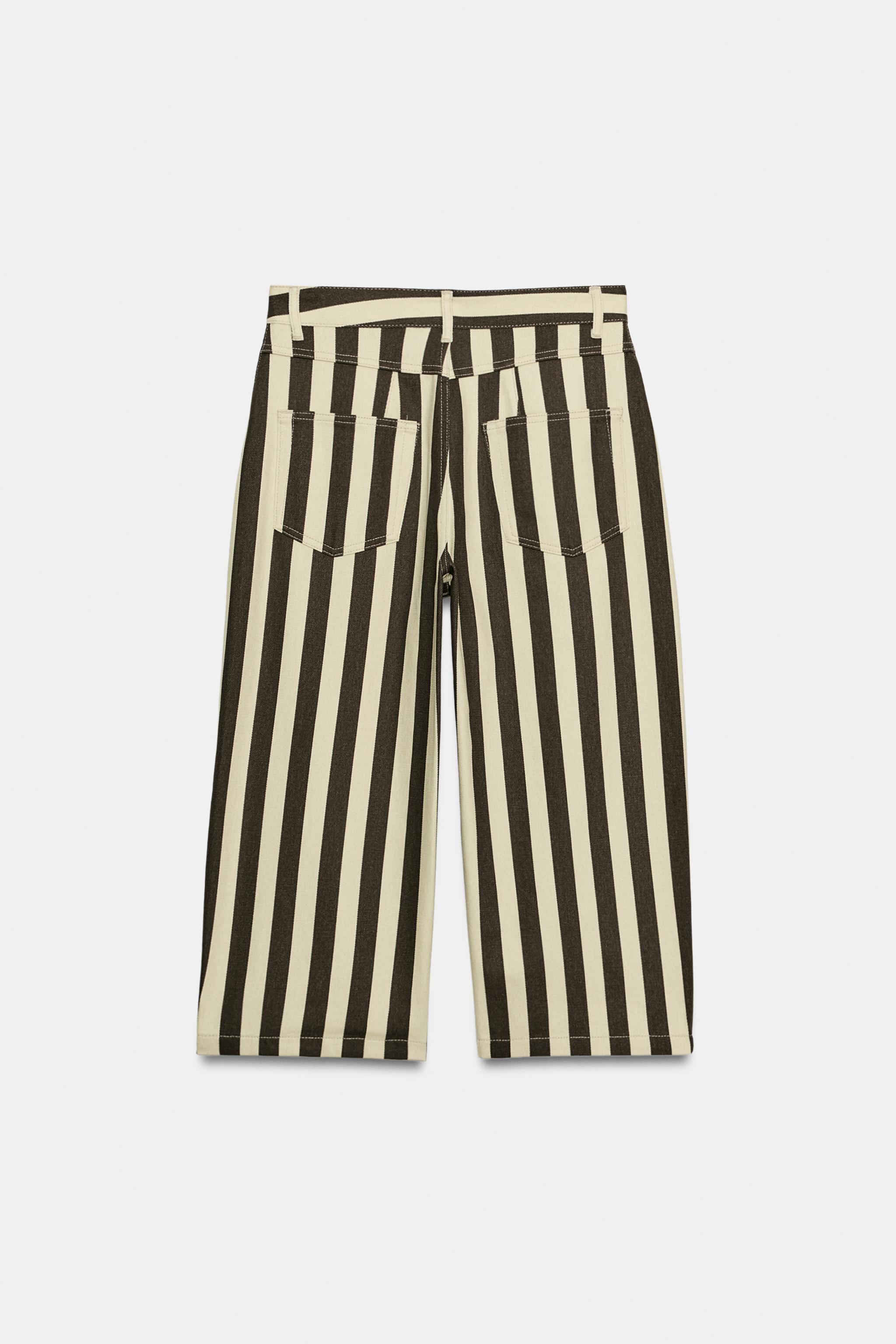 Женские брюки Zara ZW COLLECTION CROPPED STRIPED TROUSERS — фото 7