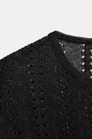 POINTELLE KNIT TOP WITH VENTS - Black by Zara - Image 9
