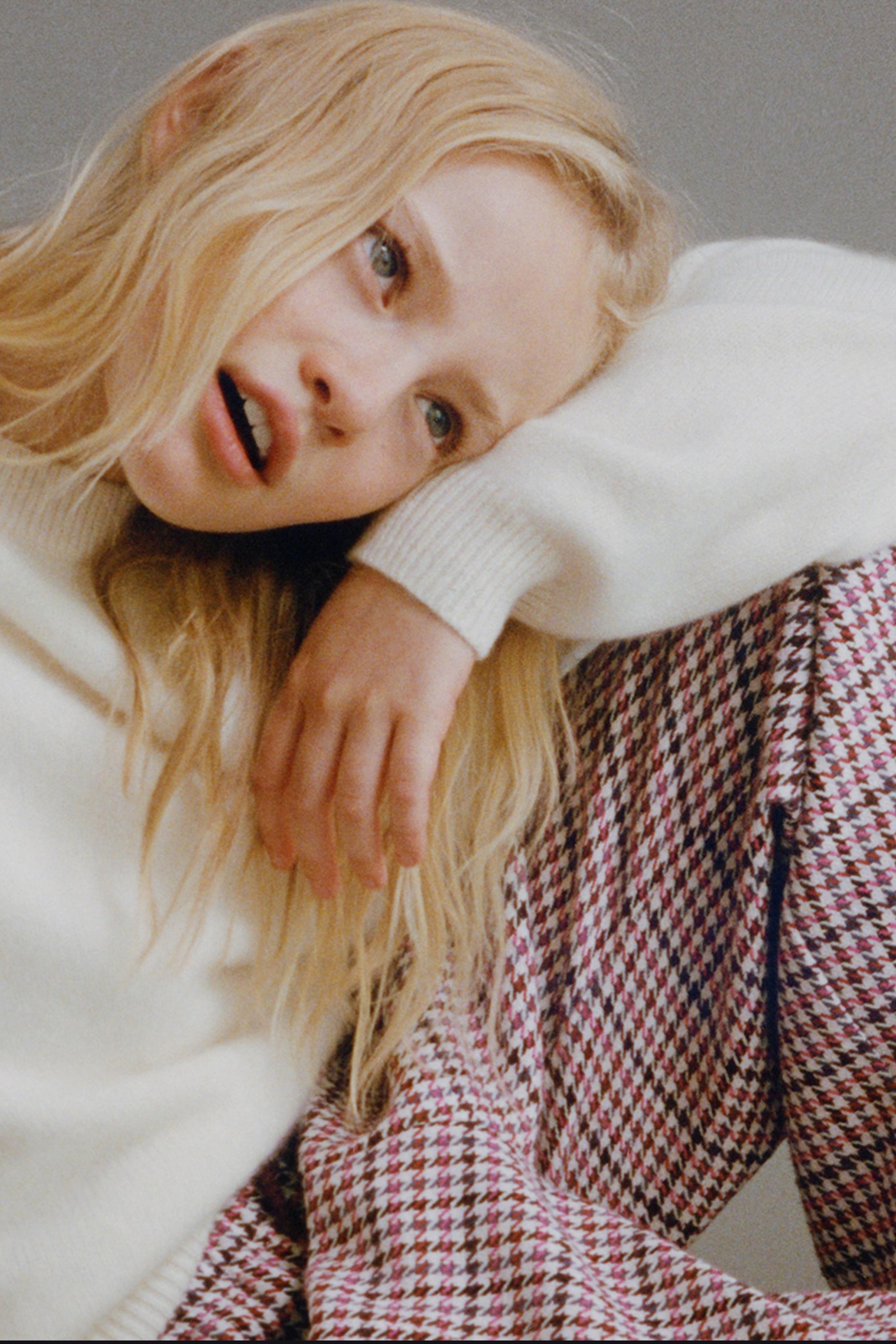 TEXTURED HOUNDSTOOTH WIDE LEG PANTS