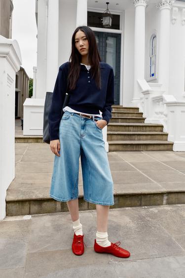 KNIT POLO JUMPER WITH SHOULDER PADS - Blue by Zara - Image 0