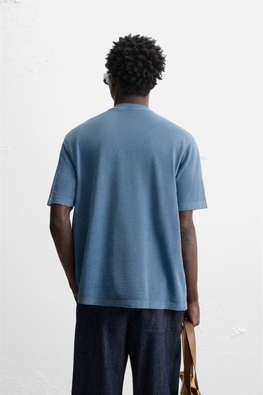 EMBROIDERED PIQUÉ T-SHIRT - Faded blue by Zara - Image 2