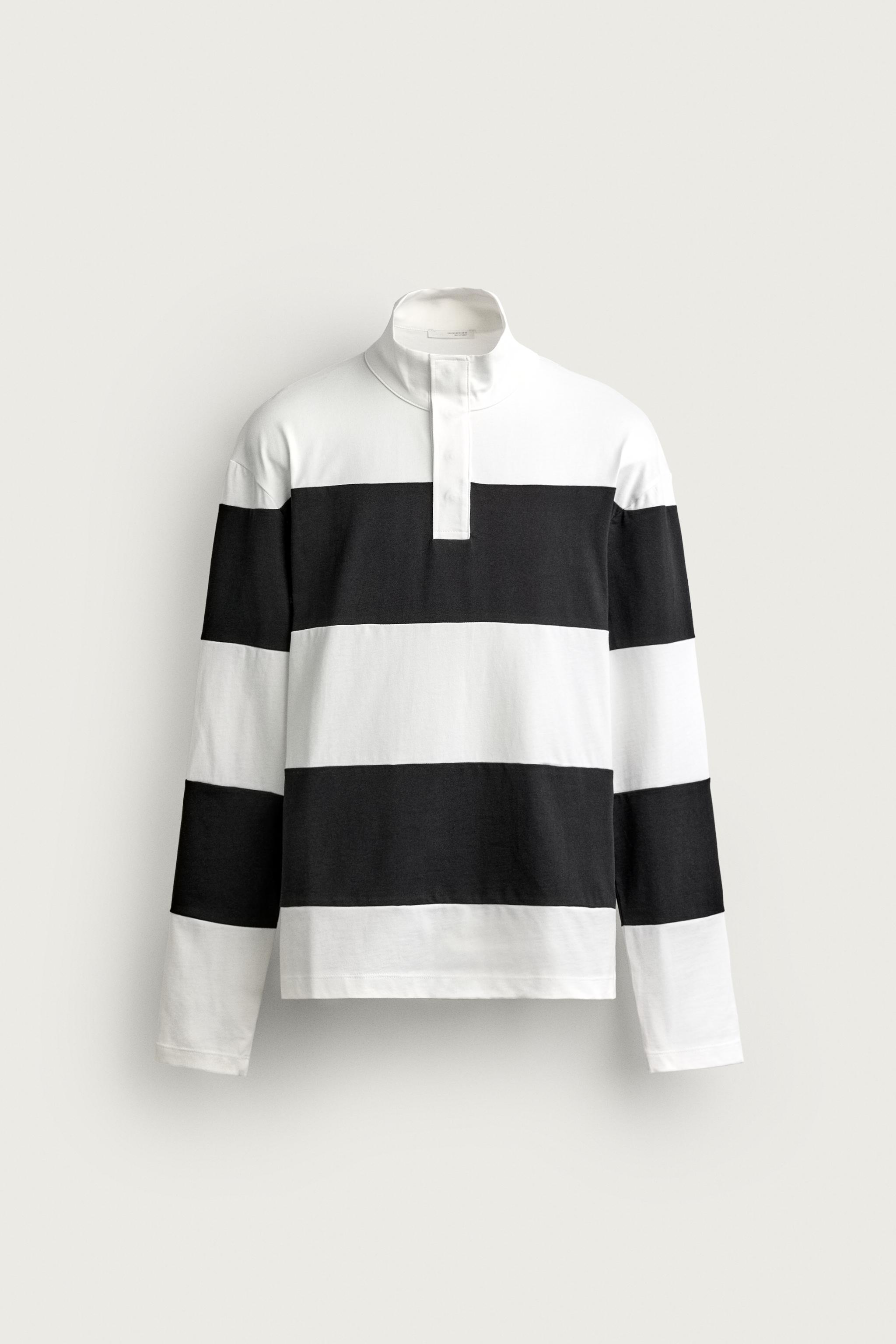STRIPED RELAXED-FIT POLO — White / Navy