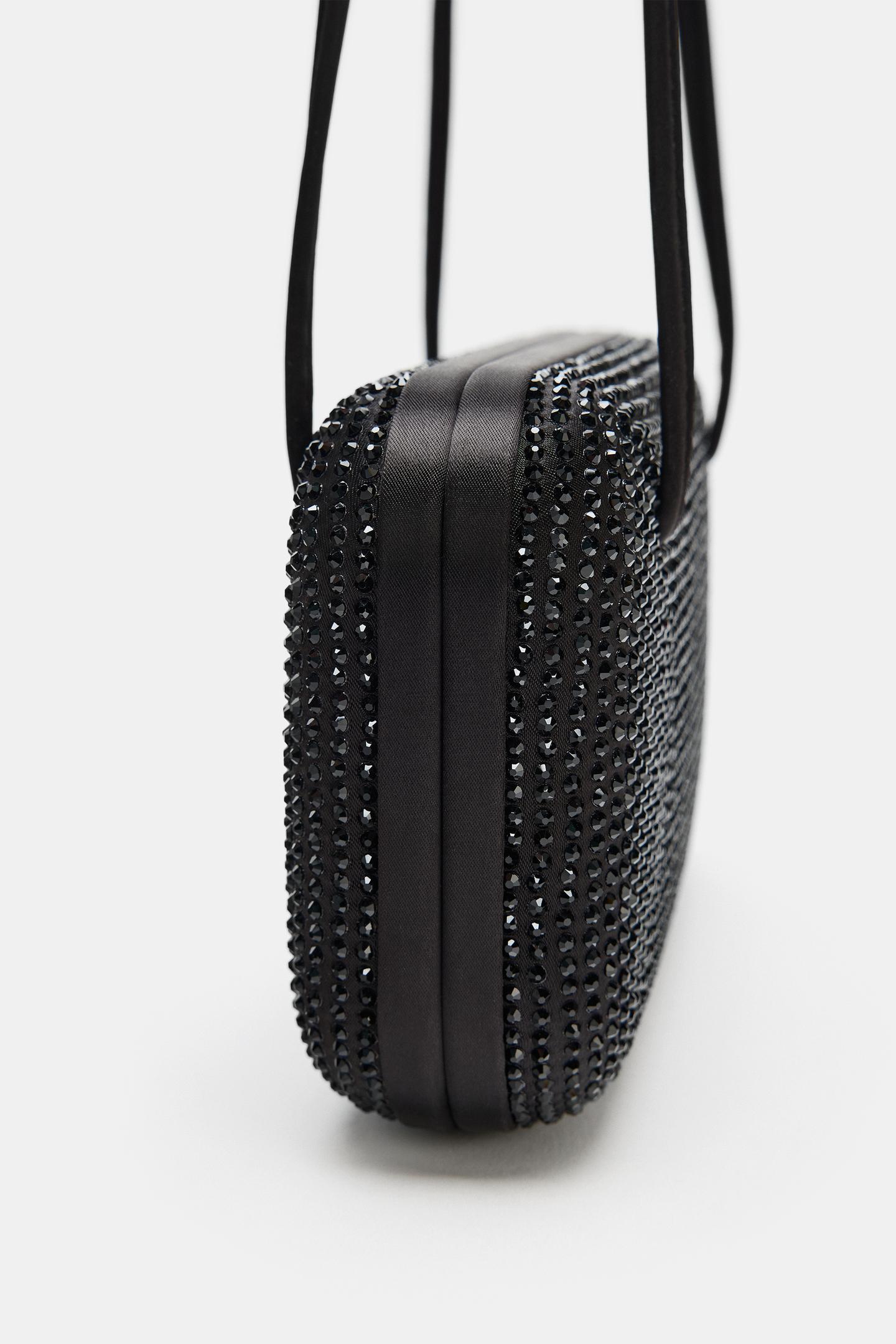 Женская сумка Zara Rhinestone Shoulder, цвет: Чёрный — фото 4
