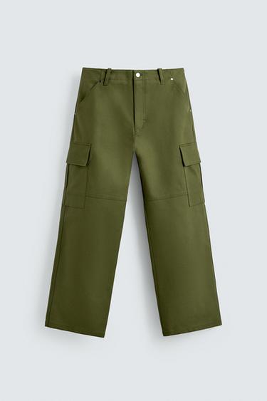 Zara RELAXED FIT CARGO PANTS - Khaki