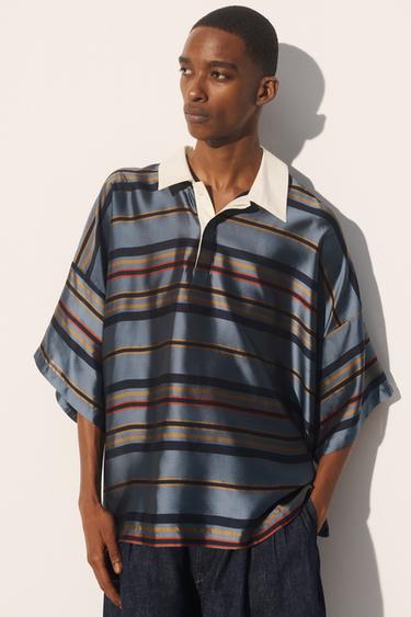CAMISA POLO BOXY FIT CUPRO - SEDA - Marino de Zara