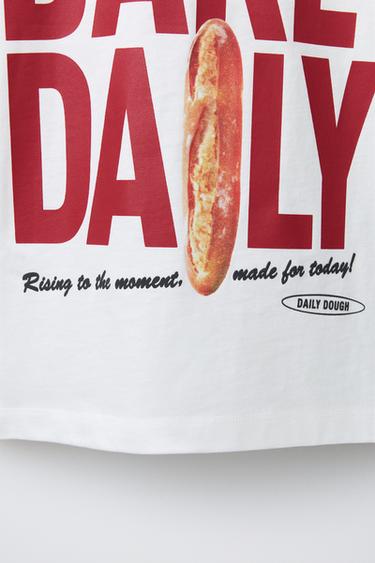 T-SHIRT À IMPRIMÉ PAIN - Blanc de Zara - Image 3