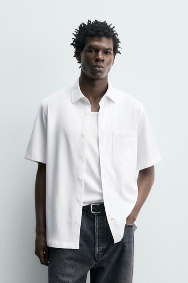 СОРОЧКА СТАНДАРТНОГО КРОЮ З ТЕКСТУРОЮ - Білий Zara