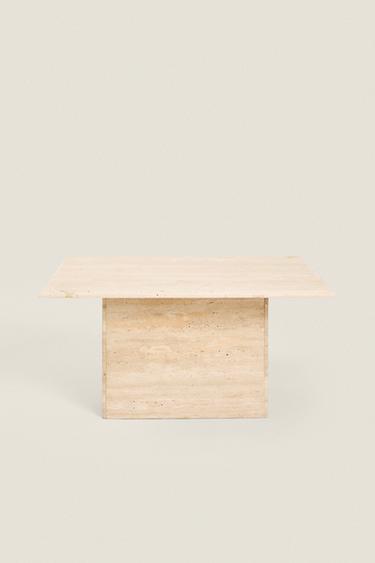 TRAVERTINE MARBLE SIDE TABLE - Ecru / Beige by Zara - Image 1