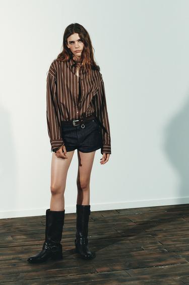 Zara MINI CHINO SHORTS - Dark indigo