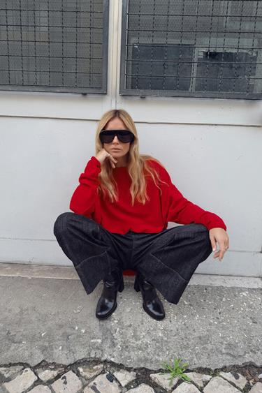 WOOL CAPE JUMPER - Red by Zara