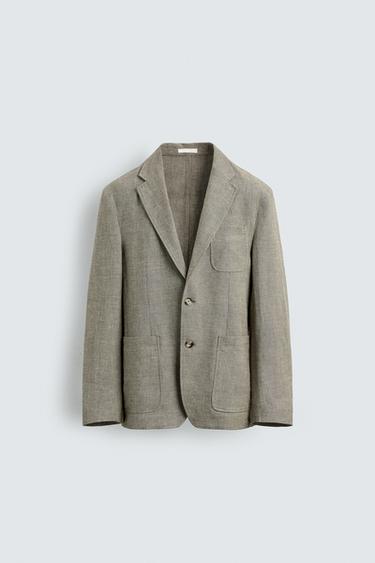 Zara 寬鬆版紋理西裝外套 - 米色