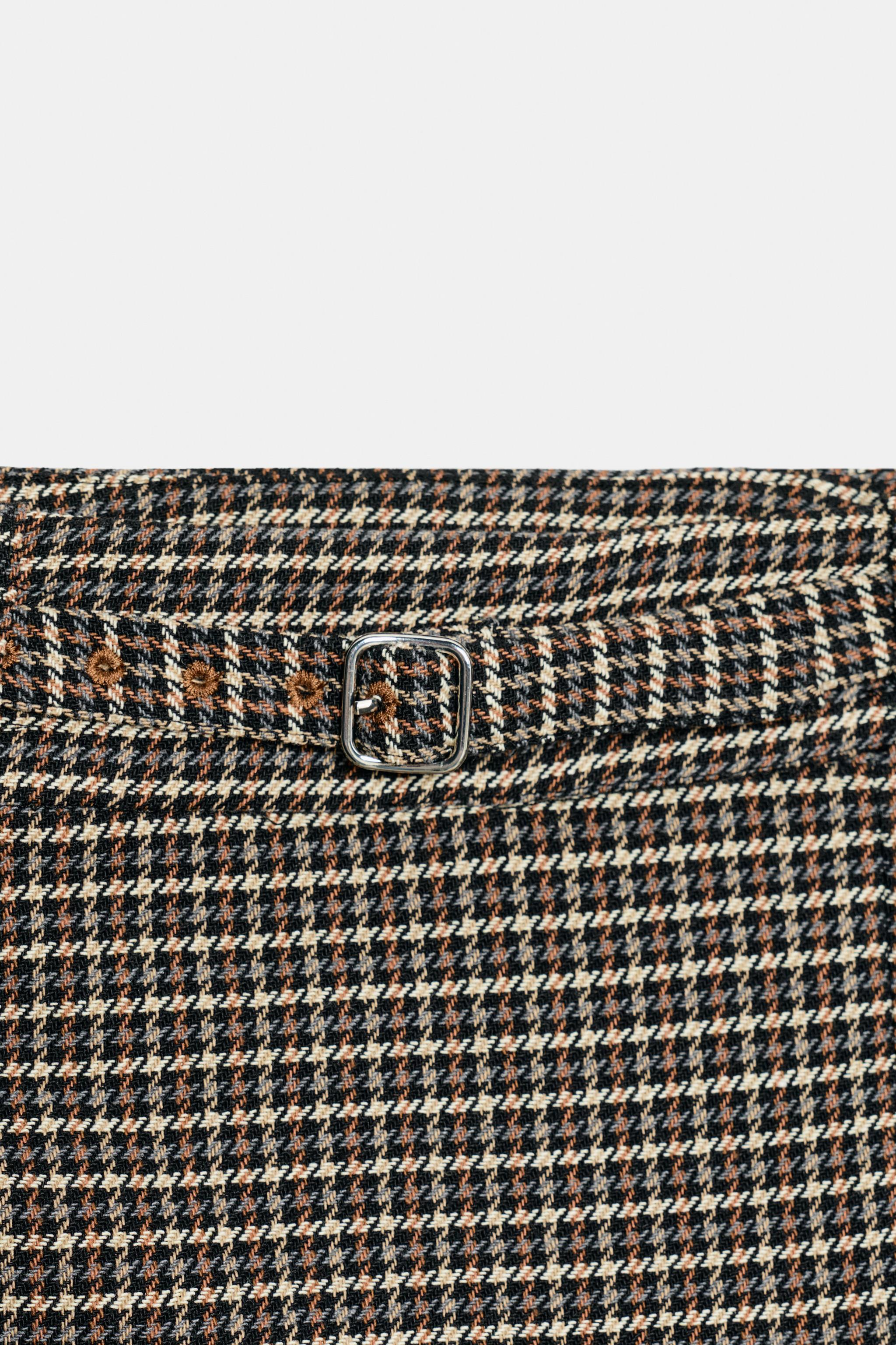 JUPE-CULOTTE PIED-DE-POULE AVEC CEINTURE