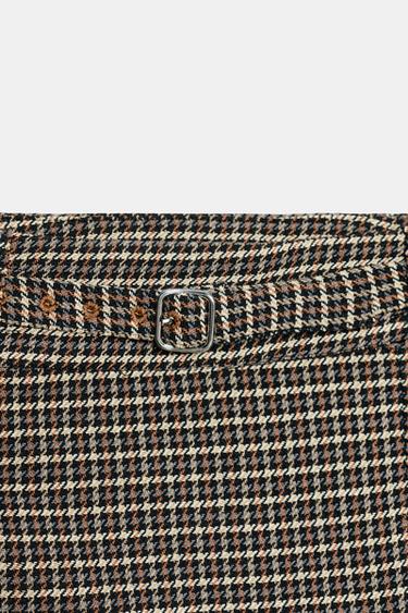 JUPE-CULOTTE PIED-DE-POULE AVEC CEINTURE - Gris / Marron clair de Zara - Image 8