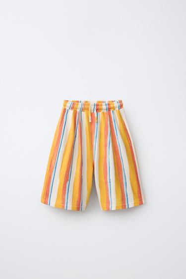 STRIPED TERRY EFFECT BERMUDA SHORTS CLARA CEBRIAN © - Orange by Zara