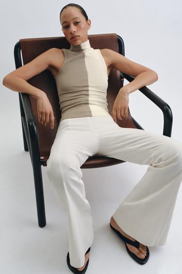 HALTER SLEEVELESS T-SHIRT - Ecru / Beige by Zara - Image 1