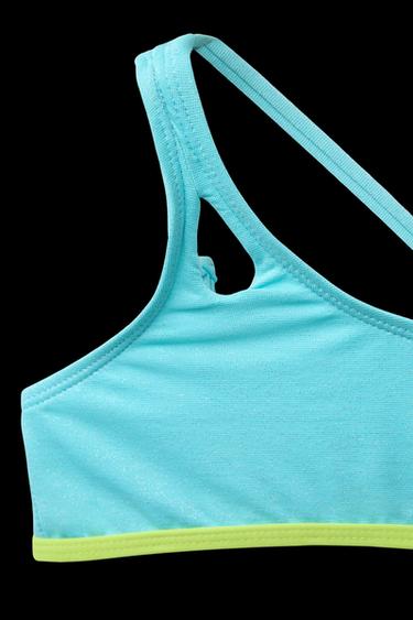 6-14 YEARS/ BRIGHT ASYMMETRIC BIKINI WITH TRIM - Turquoise by Zara