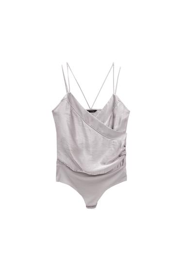SATIN-EFFECT STRAPPY BODYSUIT