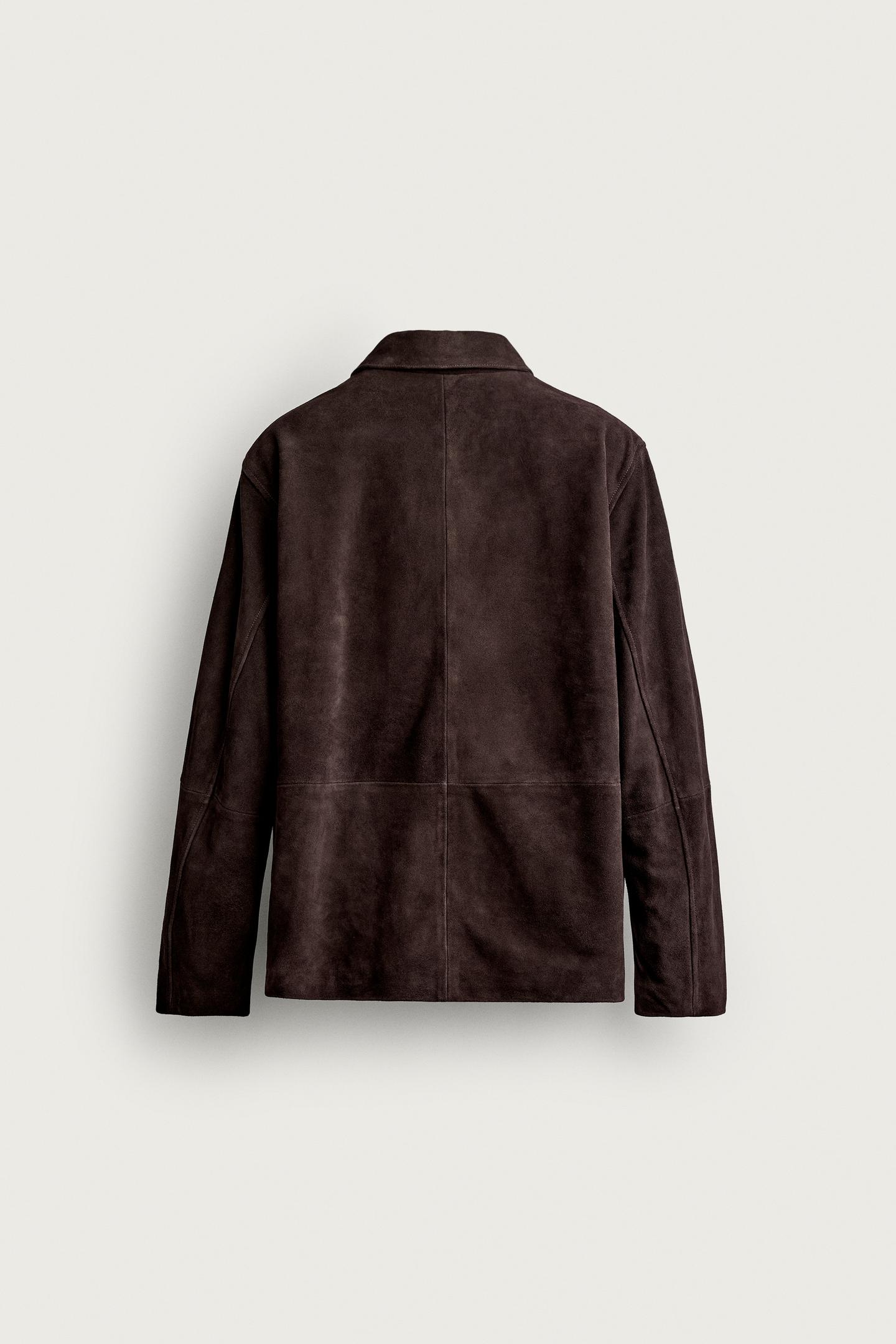 Мужская куртка Zara Suede Pocket, цвет: Шоколадный — фото 9
