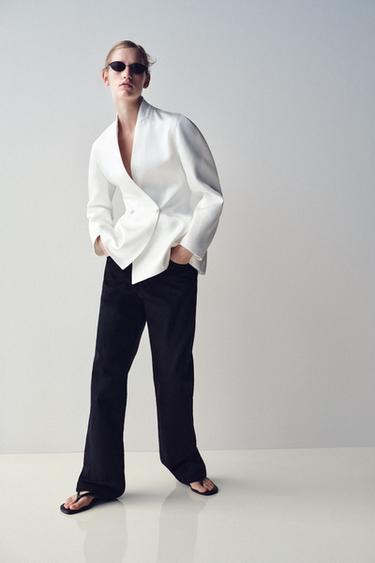 BLAZER CRUZADA SATINADA - Blanco roto de Zara